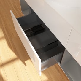 Тумба под раковину Villeroy & Boch Finion 160х50,1 см с подсветкой МДФ глянцевый белый лак/стекло белое матовое G981GKGF