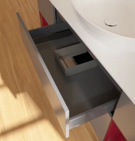 Тумба під раковину Villeroy & Boch Finion 160х50,1 см з підсвічуванням антрацит матовий лак/скло біле матове G981HBGK