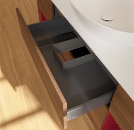 Тумба под раковину Villeroy & Boch Finion 160х50,1 см с подсветкой МДФ шпон грецкого ореха/стекло белое матовое G981HBGN