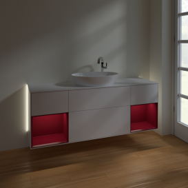 Тумба під раковину Villeroy & Boch Finion 160х50,1 см із підсвічуванням МДФ білий матовий лак/скло біле матове G981HBMT