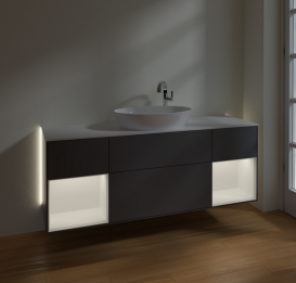 Тумба под раковину Villeroy & Boch Finion 160х50,1 см с подсветкой МДФ антрацит матовый лак/стекло белое матовое G981MTGK