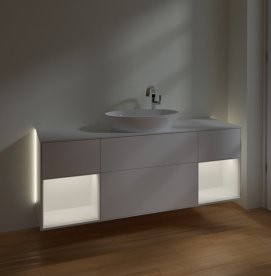 Тумба под раковину Villeroy & Boch Finion 160х50,1 см с подсветкой МДФ белый матовый лак/стекло белое матовое G981MTMT