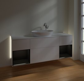 Тумба под раковину Villeroy & Boch Finion 160х50,1 см с подсветкой МДФ белый матовый лак/стекло белое матовое G981PDMT