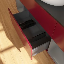 Тумба под раковину Villeroy & Boch Finion 160х50,1 см с подсветкой МДФ пион матовый лак/стекло черное матовое G982GKHB