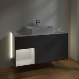 Тумба під раковину Villeroy & Boch Finion 120х50,1 см із підсвічуванням МДФ антрацит матовий лак/скло біле матове G161GFGK