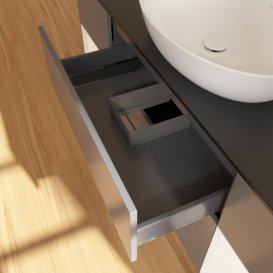 Тумба під раковину Villeroy & Boch Finion 160х50,1 см із підсвічуванням МДФ антрацит матовий лак/скло чорне матове G982MTGK