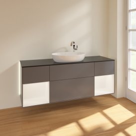 Тумба під раковину Villeroy & Boch Finion 160х50,1 см із підсвічуванням МДФ антрацит матовий лак/скло чорне матове G982MTGK