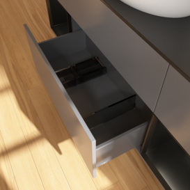 Тумба под раковину Villeroy & Boch Finion 160х50,1 см с подсветкой МДФ антрацит матовый лак/стекло черное матовое G982PDGK