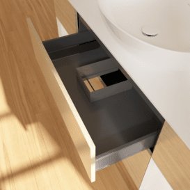Тумба під раковину Villeroy & Boch Finion 160х50,1 см із підсвічуванням МДФ шпон дуба/скло біле матове G981GFPC