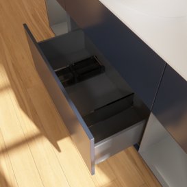 Тумба под раковину Villeroy & Boch Finion 160х50,1 см с подсветкой МДФ темно-синий матовый лак/стекло белое матовое G981GKHG