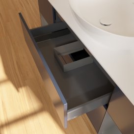 Тумба под раковину Villeroy & Boch Finion 160х50,1 см с подсветкой МДФ темно-синий матовый лак/стекло белое матовое G981GKHG