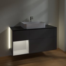 Тумба под раковину Villeroy & Boch Finion 120х50,1 см с подсветкой МДФ антрацит матовый лак/стекло черное матовое G162GFGK