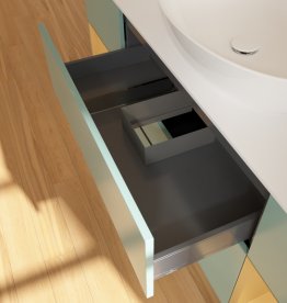 Тумба под раковину Villeroy & Boch Finion 160х50,1 см с подсветкой МДФ оливковый матовый лак/стекло белое матовое G981HFGM