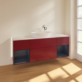 Тумба под раковину Villeroy & Boch Finion 160х50,1 см с подсветкой МДФ пион матовый лак/стекло белое матовое G981HGHB