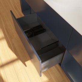 Тумба под раковину Villeroy & Boch Finion 160х50,1 см с подсветкой МДФ темно-синий матовый лак/стекло белое матовое G981HGHG