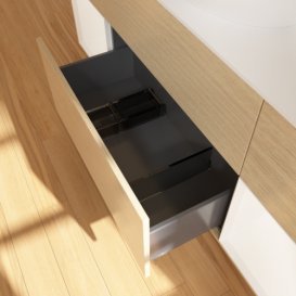 Тумба под раковину Villeroy & Boch Finion 160х50,1 см с подсветкой МДФ шпон дуба/стекло белое матовое G981MTPC