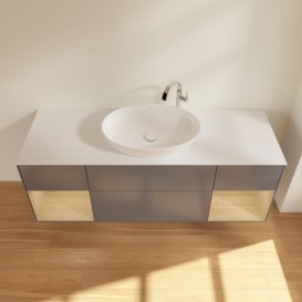 Тумба под раковину Villeroy & Boch Finion 160х50,1 см с подсветкой МДФ антрацит матовый лак/стекло белое матовое G981PCGK