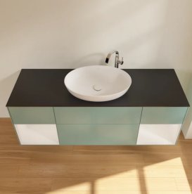 Тумба под раковину Villeroy & Boch Finion 160х50,1 см с подсветкой МДФ оливковый матовый лак/стекло черное матовое G982GFGM