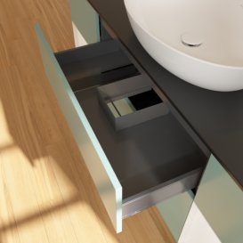 Тумба под раковину Villeroy & Boch Finion 160х50,1 см с подсветкой МДФ оливковый матовый лак/стекло черное матовое G982GFGM