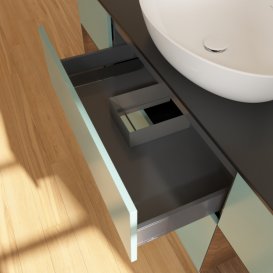 Тумба под раковину Villeroy & Boch Finion 160х50,1 см с подсветкой МДФ оливковый матовый лак/стекло черное матовое G982GNGM