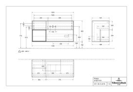 Тумба під раковину Villeroy & Boch Finion 120х50,1 см із підсвічуванням МДФ білий матовий лак/скло чорне матове G162GMMT
