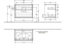 Тумба під раковину Villeroy & Boch Finion 80х50,1 см МДФ оливковий матовий лак/скло біле матове F22100GM