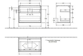 Тумба під раковину Villeroy & Boch Finion 80х50,1 см МДФ оливковий матовий лак/скло чорне матове F22200GM