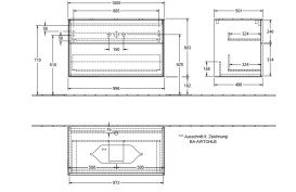 Тумба під раковину Villeroy & Boch Finion 100х50,1 см МДФ чорний матовий лак/скло біле матове F23100PD