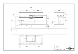 Тумба під раковину Villeroy & Boch Finion 120х50,1 см із підсвічуванням МДФ антрацит матовий лак/скло чорне матове F172GKGK