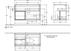 Тумба під раковину Villeroy & Boch Finion 100х50,1 см із підсвічуванням МДФ чорний матовий лак/скло біле матове F241PCPD