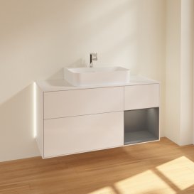 Тумба под раковину Villeroy & Boch Finion 120х50,1 см с подсветкой МДФ глянцевый белый лак/стекло белое матовое G171GKGF