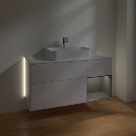 Тумба под раковину Villeroy & Boch Finion 120х50,1 см с подсветкой МДФ глянцевый белый лак/стекло белое матовое G171GKGF