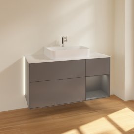 Тумба под раковину Villeroy & Boch Finion 120х50,1 см с подсветкой МДФ антрацит матовый лак/стекло белое матовое G171GKGK