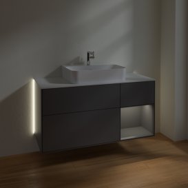 Тумба под раковину Villeroy & Boch Finion 120х50,1 см с подсветкой МДФ антрацит матовый лак/стекло белое матовое G171GKGK