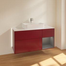 Тумба под раковину Villeroy & Boch Finion 120х50,1 см с подсветкой МДФ пион матовый лак/стекло белое матовое G171GKHB