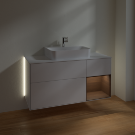 Тумба під раковину Villeroy & Boch Finion 120х50,1 см із підсвічуванням МДФ білий глянцевий лак/скло біле матове G171GNGF