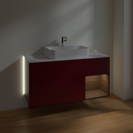 Тумба под раковину Villeroy & Boch Finion 120х50,1 см с подсветкой МДФ пион матовый лак/стекло белое матовое G171GNHB