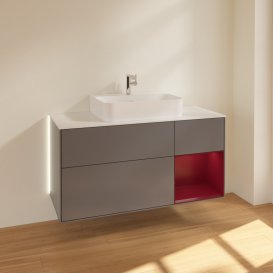 Тумба під раковину Villeroy & Boch Finion 120х50,1 см із підсвічуванням МДФ антрацит матовий лак/скло біле матове G171HBGK