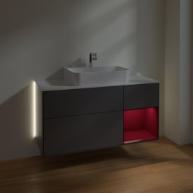 Тумба під раковину Villeroy & Boch Finion 120х50,1 см із підсвічуванням МДФ антрацит матовий лак/скло біле матове G171HBGK