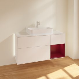 Тумба під раковину Villeroy & Boch Finion 120х50,1 см із підсвічуванням МДФ білий матовий лак/скло біле матове G171HBMT