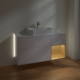 Тумба під раковину Villeroy & Boch Finion 120х50,1 см із підсвічуванням МДФ білий глянцевий лак/скло біле матове G171HFGF
