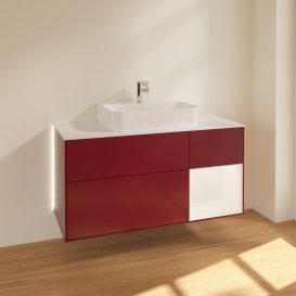 Тумба под раковину Villeroy & Boch Finion 120х50,1 см с подсветкой МДФ пион матовый лак/стекло белое матовое G171MTHB