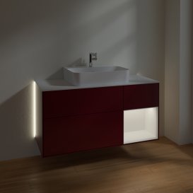 Тумба под раковину Villeroy & Boch Finion 120х50,1 см с подсветкой МДФ пион матовый лак/стекло белое матовое G171MTHB