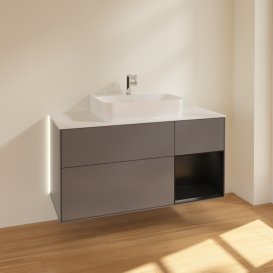 Тумба под раковину Villeroy & Boch Finion 120х50,1 см с подсветкой МДФ антрацит матовый лак/стекло белое матовое G171PDGK