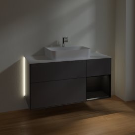 Тумба под раковину Villeroy & Boch Finion 120х50,1 см с подсветкой МДФ антрацит матовый лак/стекло белое матовое G171PDGK