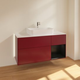 Тумба под раковину Villeroy & Boch Finion 120х50,1 см с подсветкой МДФ пион матовый лак/стекло белое матовое G171PDHB