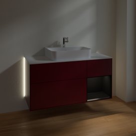 Тумба под раковину Villeroy & Boch Finion 120х50,1 см с подсветкой МДФ пион матовый лак/стекло белое матовое G171PDHB