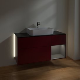 Тумба под раковину Villeroy & Boch Finion 120х50,1 см с подсветкой МДФ пион матовый лак/стекло черное матовое G172GKHB