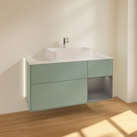 Тумба под раковину Villeroy & Boch Finion 120х50,1 см с подсветкой МДФ оливковый матовый лак/стекло белое матовое G171GKGM
