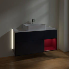 Тумба під раковину Villeroy & Boch Finion 120х50,1 см із підсвічуванням МДФ темно-синій матовий лак/скло біле матове G171HBHG